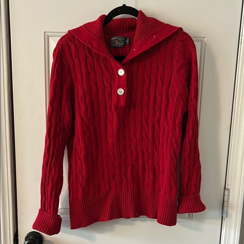 American Living Red Shawl Neck Sweater with Warm Knit